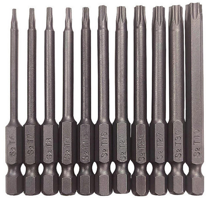 JK 보안 별비트 드릴 육각 별 드라이버 비트 11종 토르크스 비트 세트 자석타입 별렌치 정밀 하드디스크전동 공구, 1세트