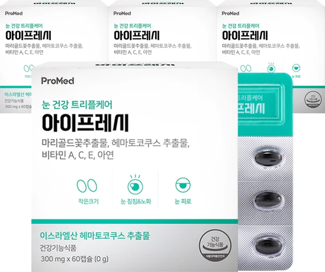 프로메드 아이프레시 루테인 아스타잔틴 비타민 300mg x 60캡슐, 60정, 4개 - 쿠팡