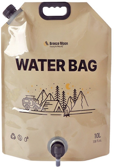 브리즈문 캠핑 대용량 휴대용 접이식 워터백 10L, 탄 베이지, 1개