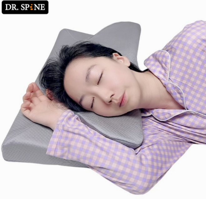 닥터스파인 커버추가 경추베개 거북목 목디스크 일자목 옆으로자는 배게, 그레이+추가커버, 1개