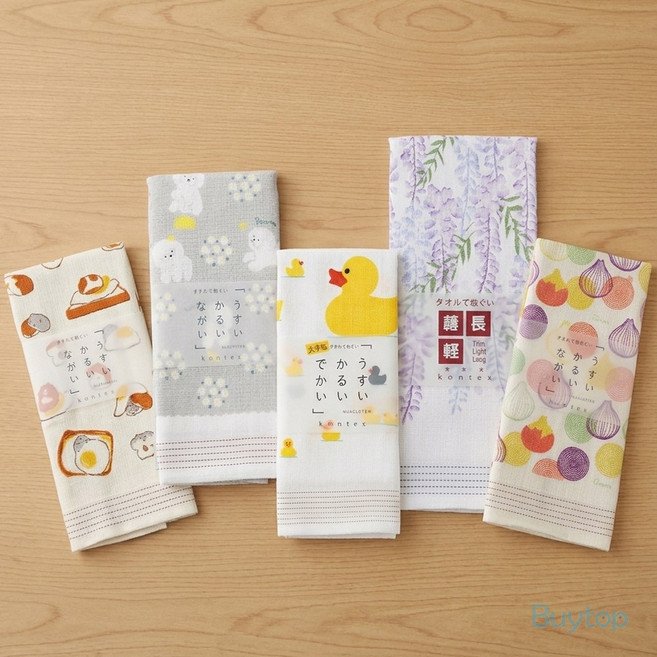 일본 Kontex 콘텍스 누노고요미 순면거즈 수거 얇은 세면 페이스타월, 1개, 햄에그토스트