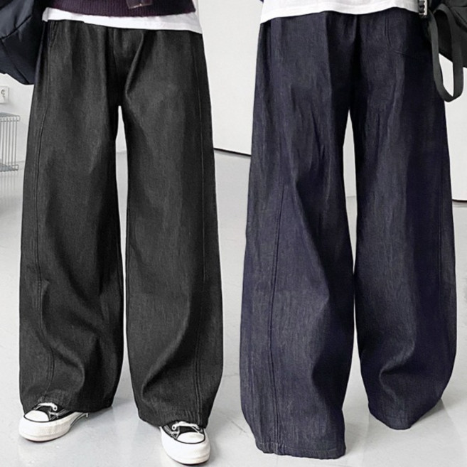 S-3XL 빅사이즈 숏/기본/롱 사계절 물빠짐 NO 생지 와이드 데님 팬츠 바지 청바지