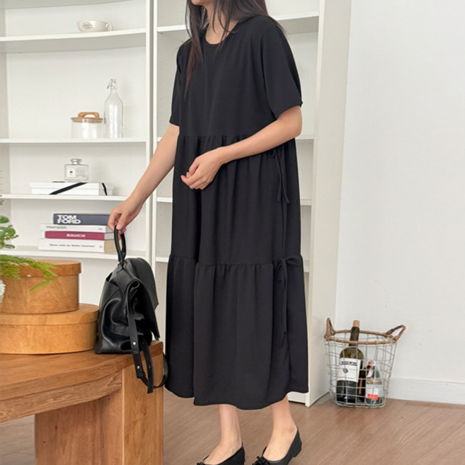 봉봉스토리 여성용 메이트 리본 캉캉 롱 원피스 루즈핏 데일리룩 빅사이즈