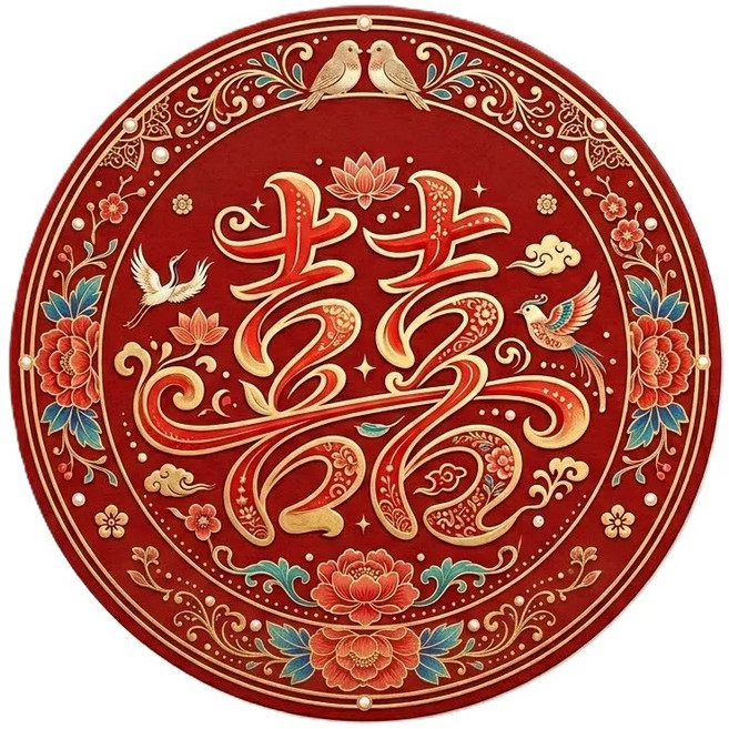 囍字 雙喜貼紙, 2版-5cm, 1個