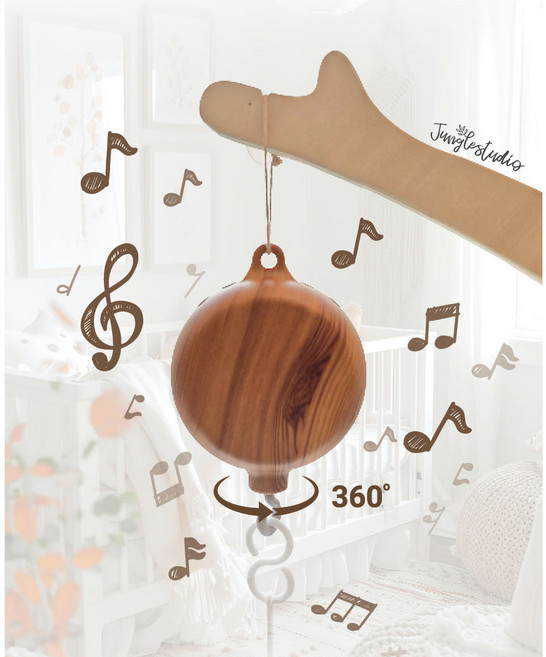 [정글스튜디오] 스마트 자동 회전 오르골 아기 침대 스탠드 모빌대 모빌 오르골, 오르골(나무색) (모빌대 미포함), 1개