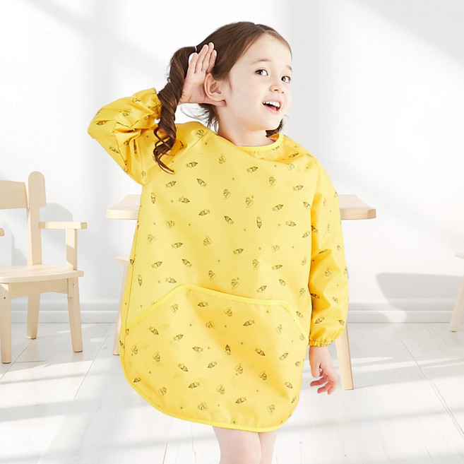 엘리몽 긴소매 유아 미술가운 앞치마, 유로도그 옐로우