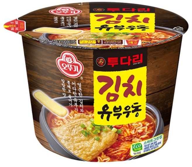 오뚜기 투다리 김치유부우동 컵라면 큰컵 100g, 24개