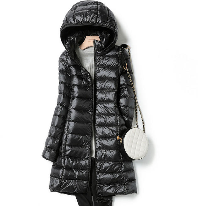 여성 패딩 코트 캐주얼 가을 겨울 후드 패딩 점퍼 루즈핏 경량 오리털 아우터 기질 롱 패딩 점퍼 MJS