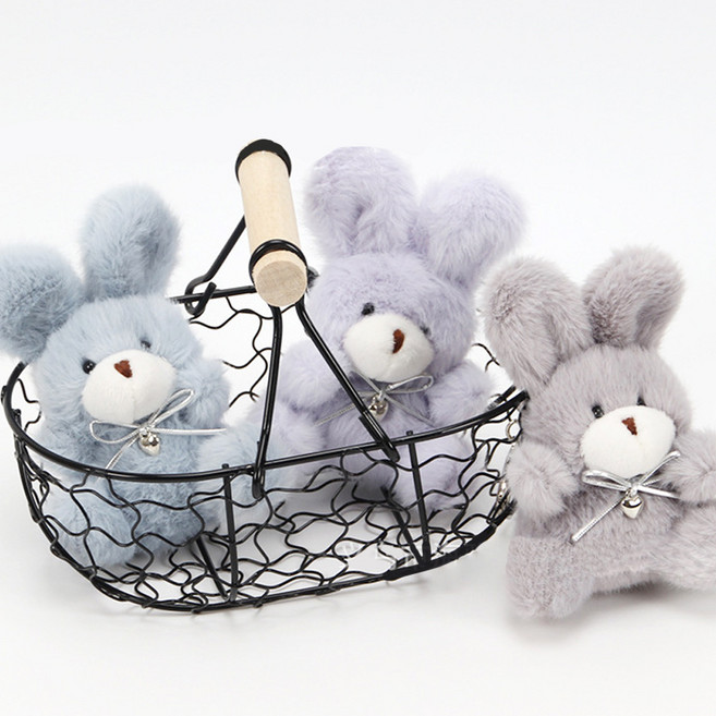 귀여운 복실복실 뽀글이 미니 토끼 키링 가방 참장식 열쇠고리 키홀더