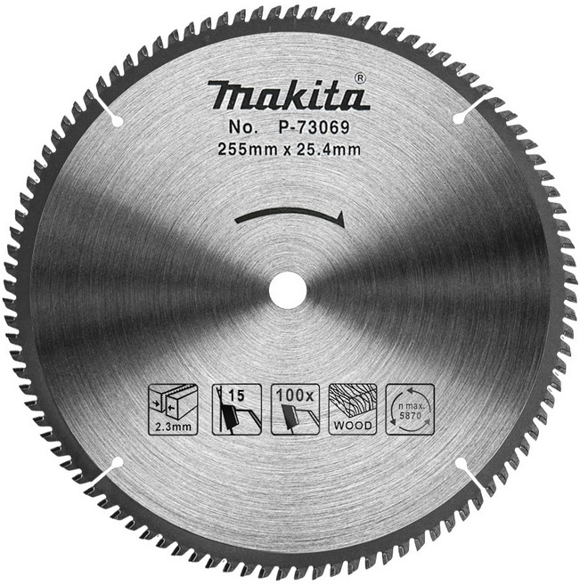 마끼다 팁쏘 목공용 TCT 원형톱날, P-73069(255mm)