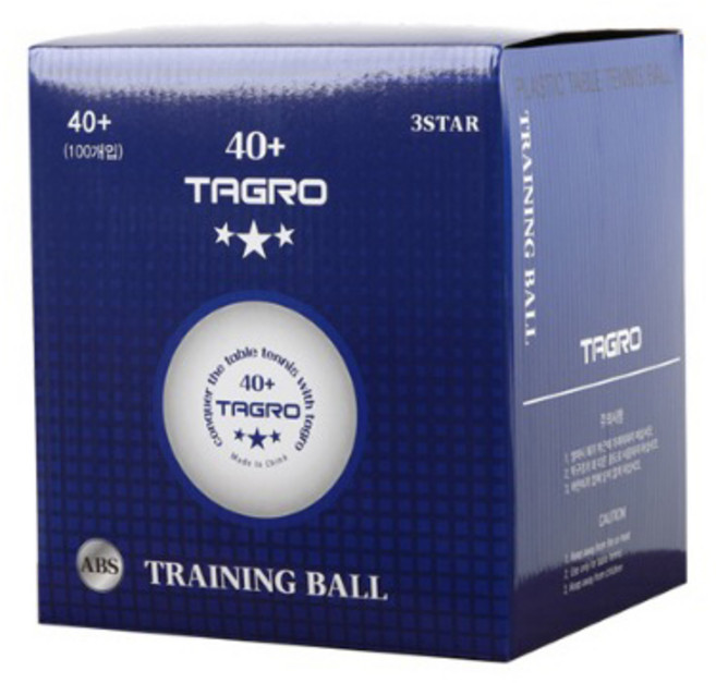 타그로 탁구공 ABS 40+ 3성연습구(100입), 1개, 100개입
