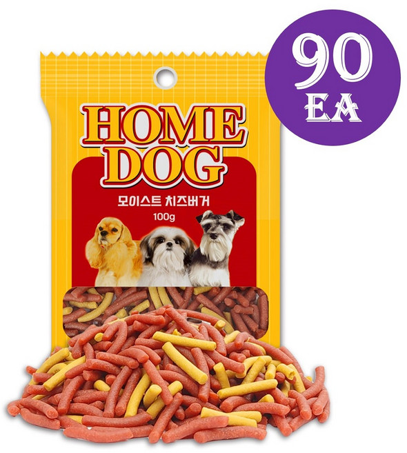 홈도그 강아지간식 모이스트 소프트버거, 치즈, 100g, 90개