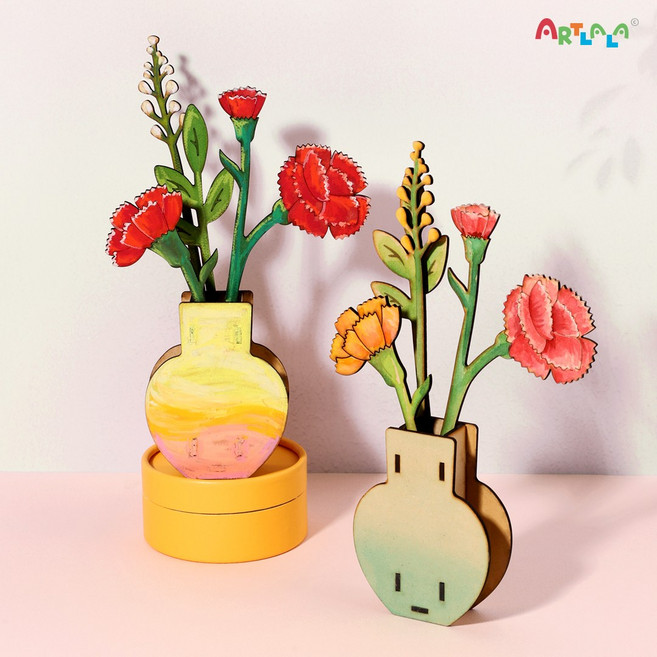 아트랄라 diy 카네이션 꽃병&오브제 (1인용) 유치원 가정의달 어린이 미술놀이, 단품