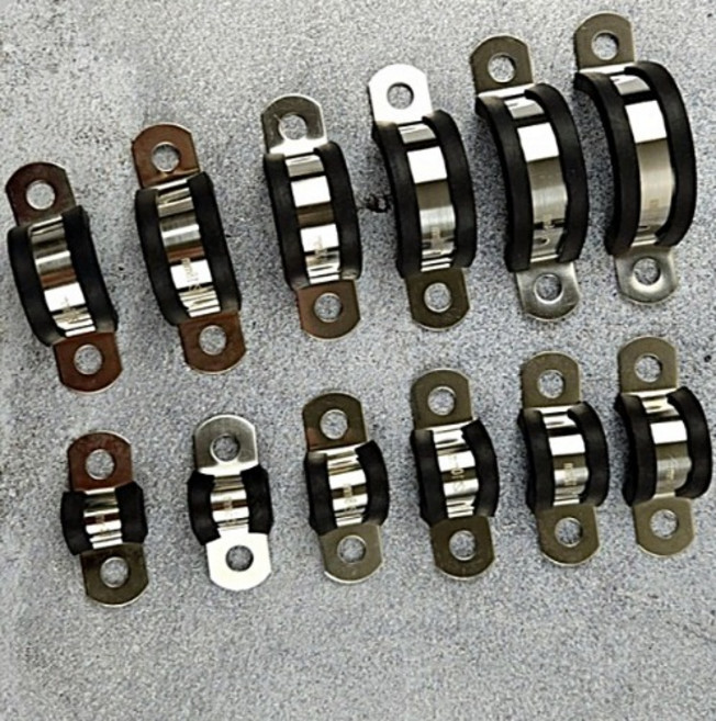 서진 U자 스텐 고무 커버 새들 클램프 파이프 케이블 배관 고정 홀더 브라켓 지지대 8 26MM, L