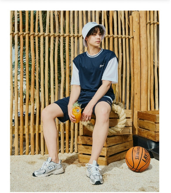 에어워크 주니어 초등 주니어 봄 남녀공용 레이어드 하프팬츠 여름 반팔 편안한 트레이닝 세트 (네이비)