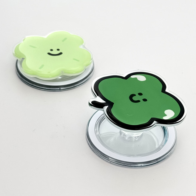 귀여운 네잎클로버 맥세이프 그립톡 스마트톡, 1개, 연두