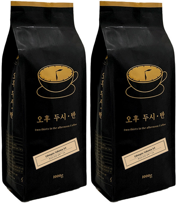 오후두시반 원두커피 에디오피아 시다모 G4 1kg 홀빈, 2개, 홀빈(분쇄안함)