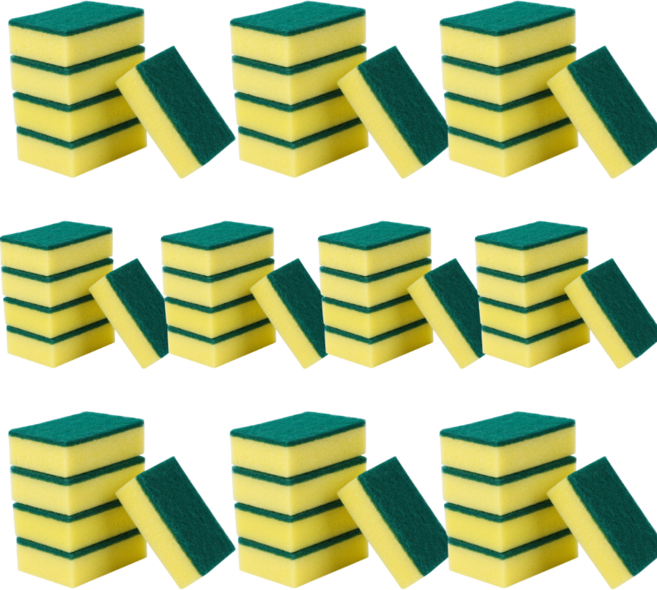 다목적 주방 설거지 스펀지 초록 수세미, 50개, 1세트, 사각형