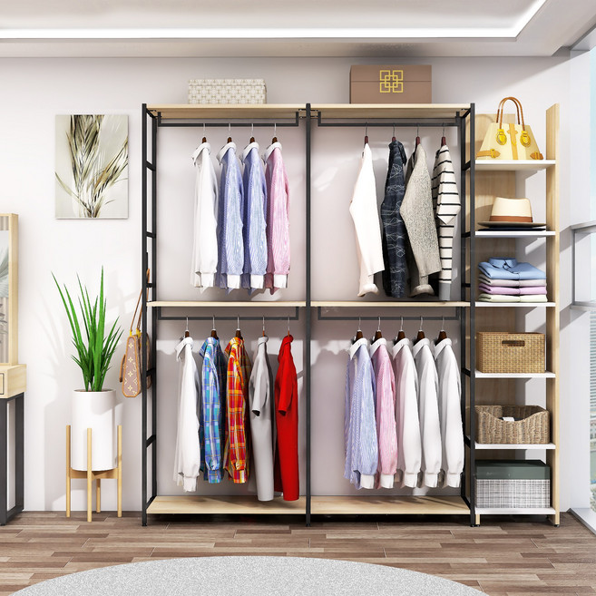 도노스틸 올리카 C10 철제드레스룸 시스템행거 연결옷장 깊이 40cm, 블랙