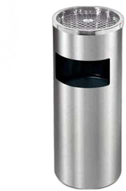 야외 흡연실 스탠드 재떨이 담배꽁초 쓰레기통 일체형, 내부 배럴이 있는 샌드 스틸 라운드 25x61