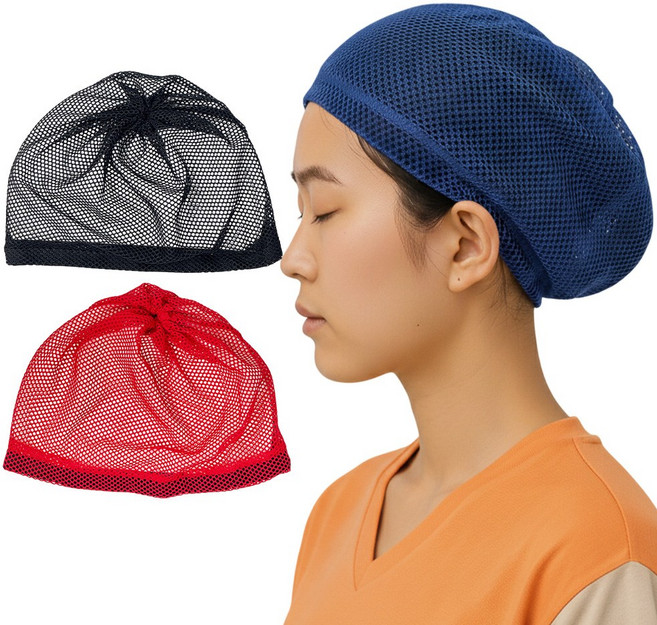 루시드림 국산 사우나 한증막 찜질방 모자 망사 캡 1+1, 2개, 검정블루