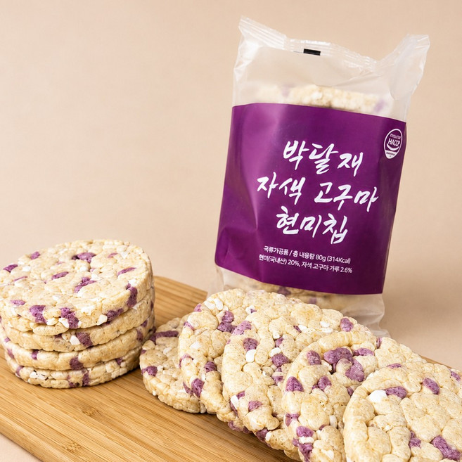 박달재 뻥튀기 자색고구마 현미칩 한박스 국내산 현미 옛날과자 간식, 6개, 80g