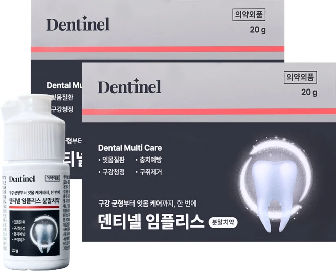덴티넬 임플리스 분말 가루치약 잇몸염증 구취제거 구강청정 충치예방, 2개, 20g - 쿠팡