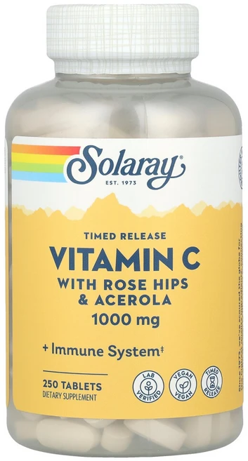 솔라레이 서방형 비타민C 로즈힙 및 아세로라 함유 1000mg 250정, 1개 - 쿠팡