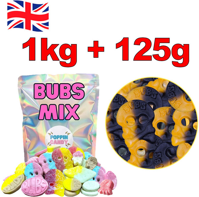 [영국발송] 스웨디시 스웨덴 젤리 법스믹스 1kg + 할로윈 스위트 감초 과일 맛 해골 젤리 125g Bubs mix, 1개