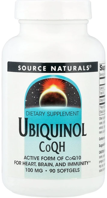 Source Naturals 소스내추럴스 유비퀴놀 코큐에이치 100mg 90 소프트젤 코큐텐 CoQ10 영양제, Source Naturals 소스내추럴스 유비퀴놀 코큐, 1개, 90정 - 쿠팡