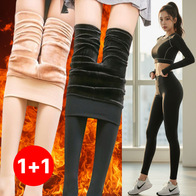 포베즈 1+1 다리 얇아보이는 융털 기모 레깅스 스타킹 무발