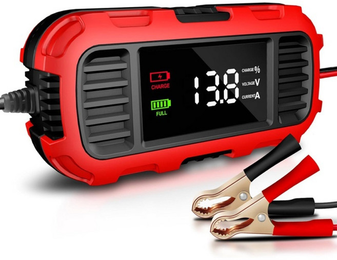 福克斯 FBC-1202E 12V 2A 簡易型 機車電池充電器 鉛酸電池 NP玩具電瓶充電器 具反接及短路保護, 紅色