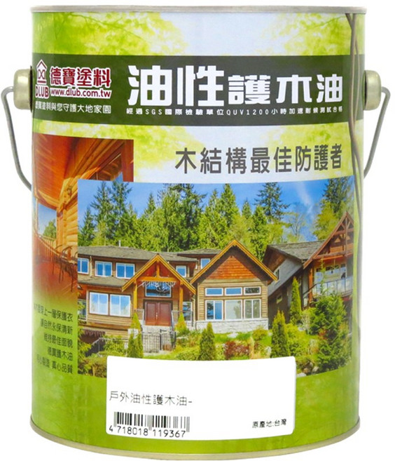德寶塗料 二合一油性木屋專用護木油, 亮光柚木色, 1個, 3.785L