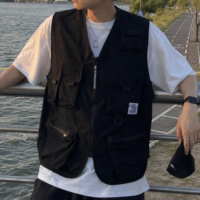 ON US 조끼 아웃도어 캠핑 등산 낚시 배달 작업 조끼 기능성 멀티포켓