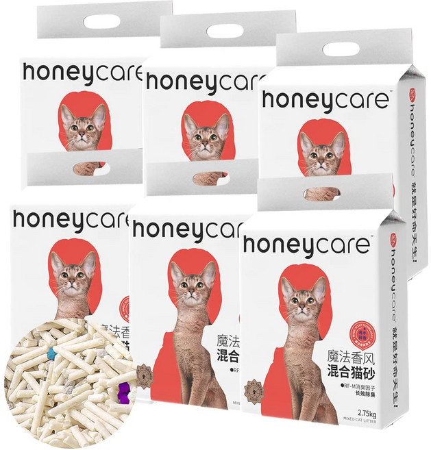 HONEYCARE 허니 케어 믹스 고양이 모래 약 5L2.75KG6봉 세트