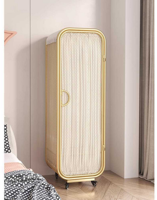 철제 프레임 옷장 메쉬 캐비닛 골드 매장 옷가게, 1개, 화이트/190x50x60