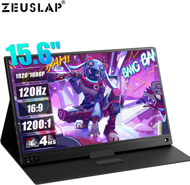 ZEUSLAP 제우스랩 15.6inch 120hz IPS 휴대용 모니터 DEX 모니터 초경량 초슬림 휴대 포터블 모니터 P15A120hz, 15.6