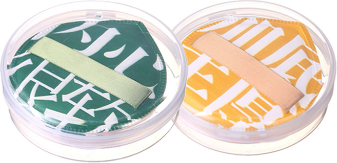 옥그라미 케이스 증정 XL 애기궁둥이퍼 모찌 파운데이션 쫀득 쿠션 엉덩이퍼프, 2개, 그린 옐로우