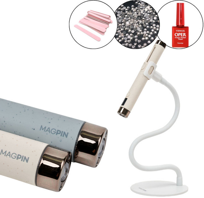 메이유어X샤이니 매그핀 네일 핀램프+탑젤 1종, 1개, 샌드그레이+오빠탑젤1개