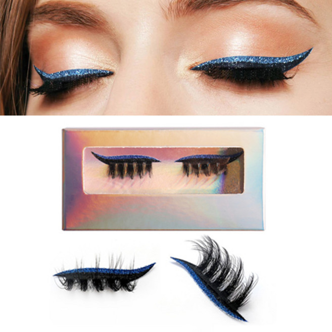 밸리 댄스 공연 축제 무대 컬러 아이섀도우 아이라인 인조 속눈썹 F623, 1개, 블루