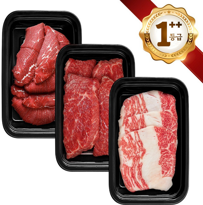 쿠가[냉장냉동] 횡성한우 어사품 1++등급 정육 구이 혼합 3구 9호(총1.5kg)근내지방도7이상[구성 불고기+국거리+차돌박이], 1개