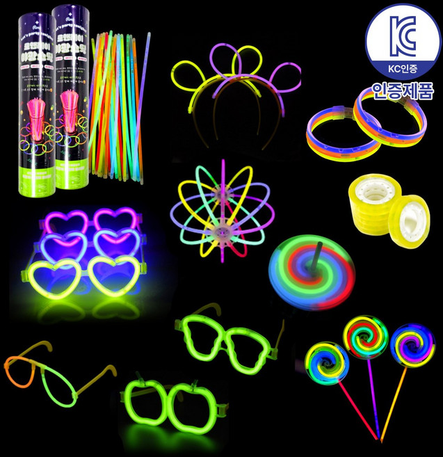 로앤제이 KC인증 야광팔찌 100매입 고급형 8시간 7색, 1개, 온가족 풀패키지 세트