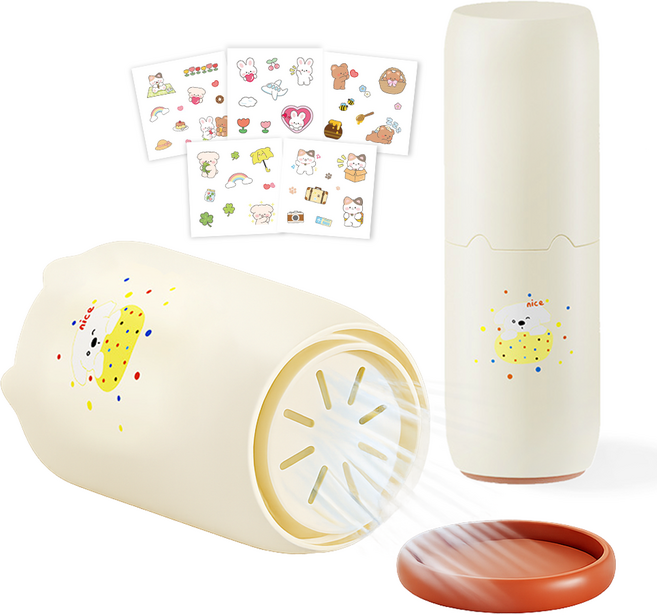 휴대용 여행용 칫솔통 양치컵 통풍형 칫솔 치약 케이스, 1개, 아이보리/브라운