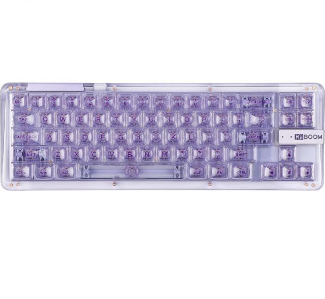 키붐 팬텀 68 65% 핫 스왑 가능 크리스탈 개스킷 장착형 기계식 키보드 BT5.0 2.4GHz USB C 유무선 NKRO 게이밍 키보드 남향 RGB 포함 Win Mac용 4, Purple, 보라