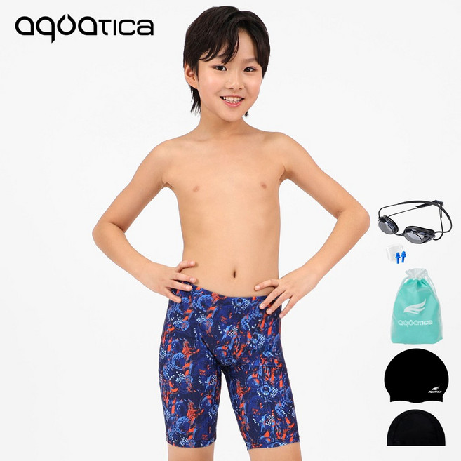 아쿠아티카 남아동 수영복 BBK106 선수용수경6종세트
