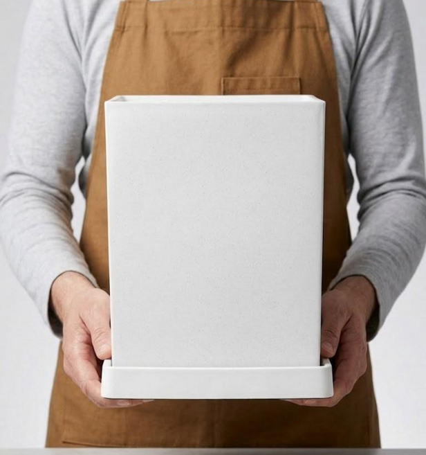 가벼운플라스틱 인테리어 사각화분, 4개, 화이트