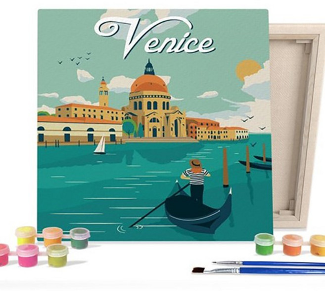 DIY 명화 그림그리기 세트 랜드마크 베니스 워터시티 25x25, 없음