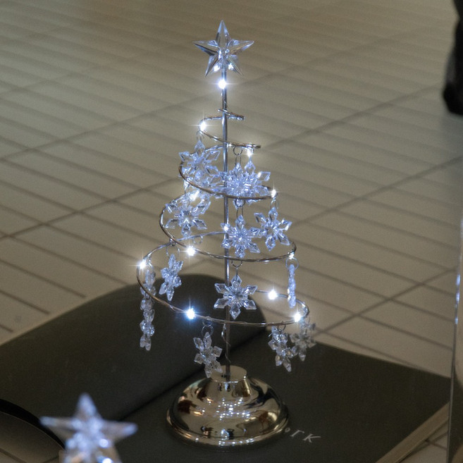 나비다드 크리스마스 눈꽃 크리스탈 트리, 1개, 실버