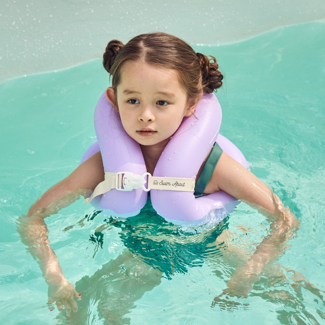스윔어바웃 클래식 어린이 구명조끼 부력보조복 물놀이 넥튜브, 라벤더, 1개