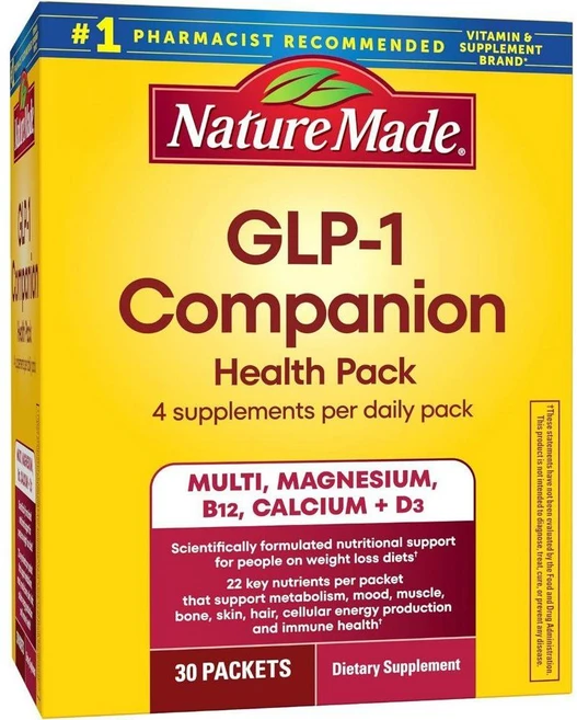 네이처메이드 GLP-1 컴패니언 헬스팩 마그네슘 칼슘 비타민B12 D3 함유 30패킷 - 쿠팡
